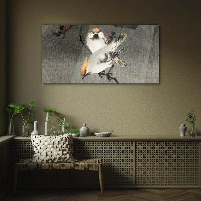 Birds on a branch Glass Wall Art