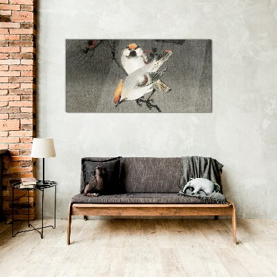 Birds on a branch Glass Wall Art