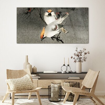 Birds on a branch Glass Wall Art