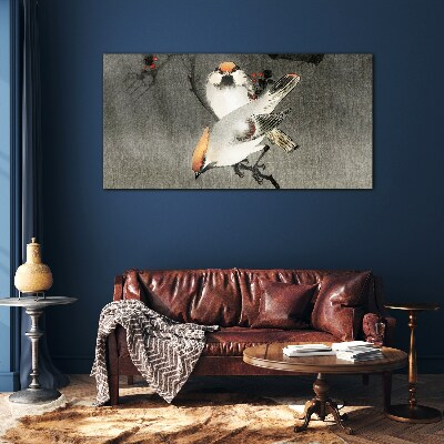 Birds on a branch Glass Wall Art