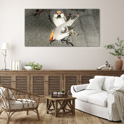 Birds on a branch Glass Wall Art