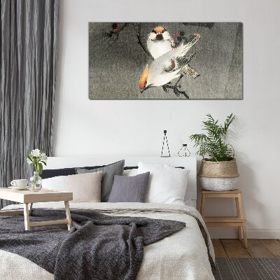 Birds on a branch Glass Wall Art