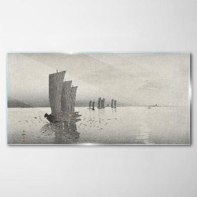A peaceful journey on the waters Glass Wall Art