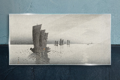 A peaceful journey on the waters Glass Wall Art