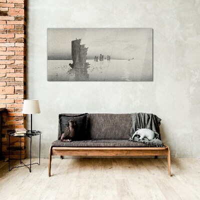A peaceful journey on the waters Glass Wall Art