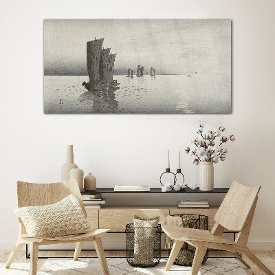 A peaceful journey on the waters Glass Wall Art