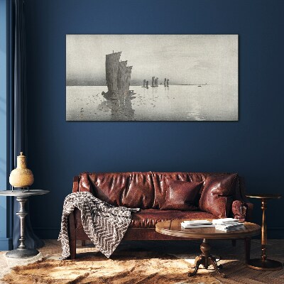 A peaceful journey on the waters Glass Wall Art