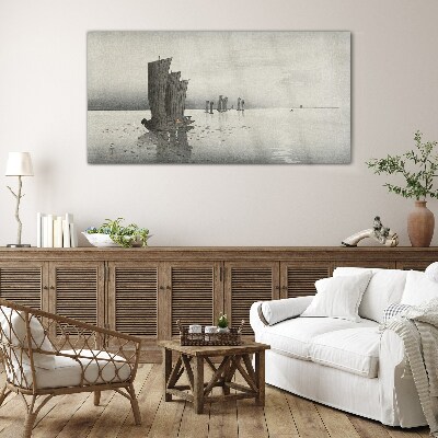 A peaceful journey on the waters Glass Wall Art