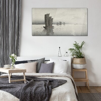 A peaceful journey on the waters Glass Wall Art