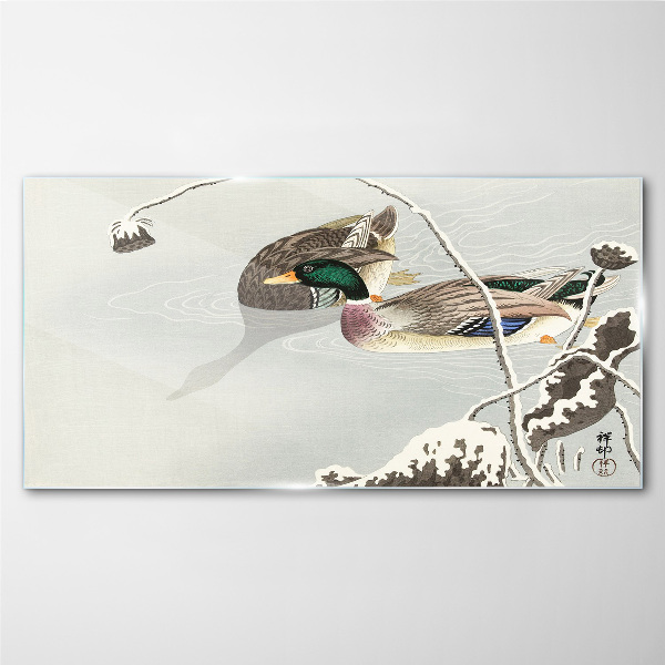 A peaceful scene with ducks Glass Wall Art