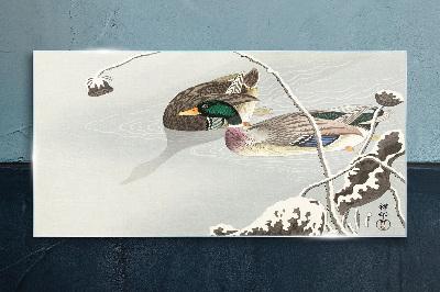A peaceful scene with ducks Glass Wall Art