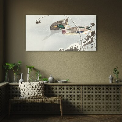 A peaceful scene with ducks Glass Wall Art