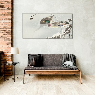 A peaceful scene with ducks Glass Wall Art