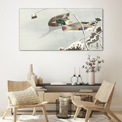 A peaceful scene with ducks Glass Wall Art