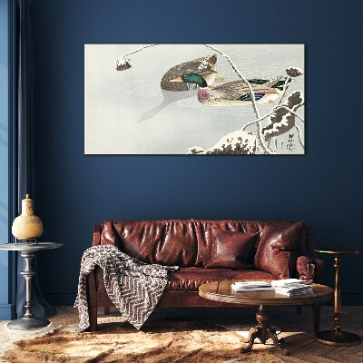 A peaceful scene with ducks Glass Wall Art
