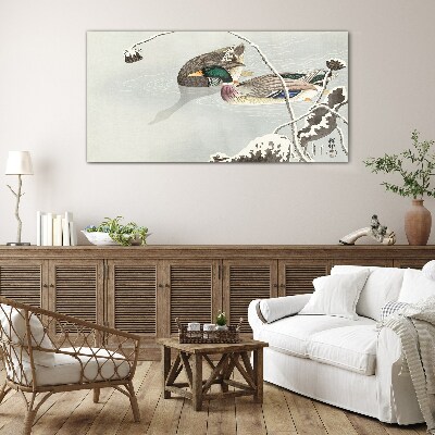 A peaceful scene with ducks Glass Wall Art