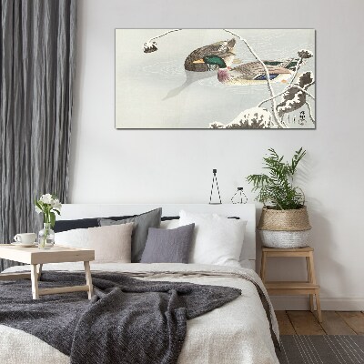 A peaceful scene with ducks Glass Wall Art
