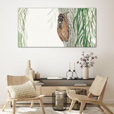 Tree leaves asian insect Glass Wall Art
