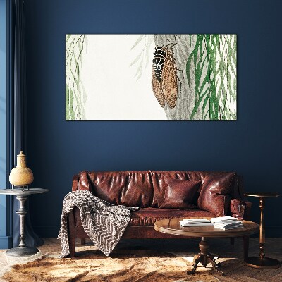 Chirping in the green Glass Wall Art