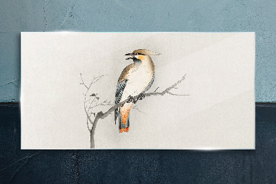 Singing bird on a branch Glass Wall Art