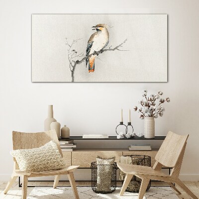 Singing bird on a branch Glass Wall Art