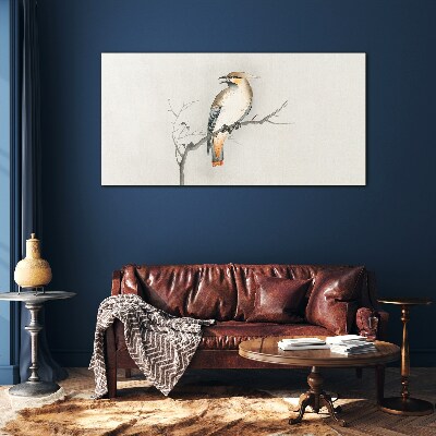Singing bird on a branch Glass Wall Art