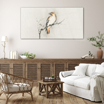 Singing bird on a branch Glass Wall Art