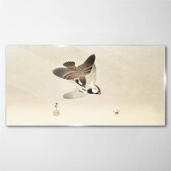 Winged meeting in silence Glass Wall Art