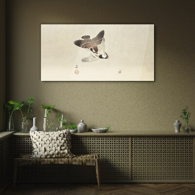 Winged meeting in silence Glass Wall Art
