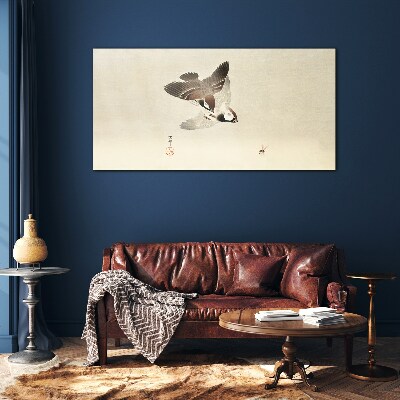 Winged meeting in silence Glass Wall Art