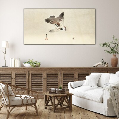 Winged meeting in silence Glass Wall Art