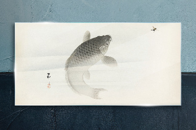 Koi in still water Glass Wall Art