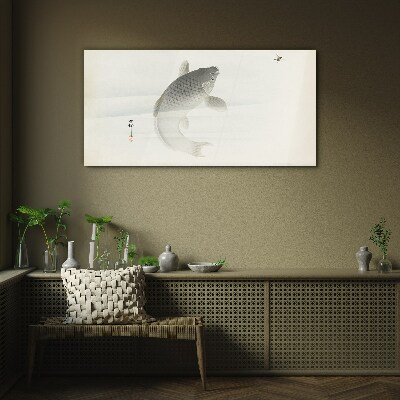 Koi in still water Glass Wall Art