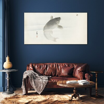 Koi in still water Glass Wall Art