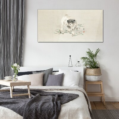 Dog on the grass background Glass Wall Art