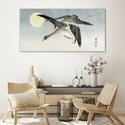 Animals birds sun heaven Glass Wall Art