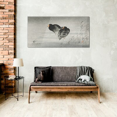 Two ducks on calm water Glass Wall Art