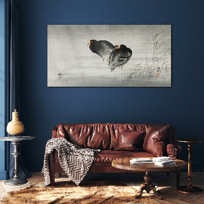 Two ducks on calm water Glass Wall Art