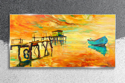 Golden hour by the water Glass Print