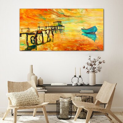Golden hour by the water Glass Print