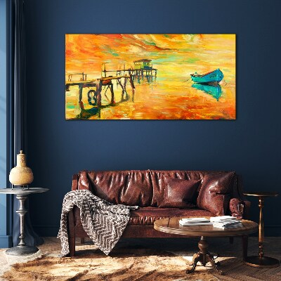 Golden hour by the water Glass Print