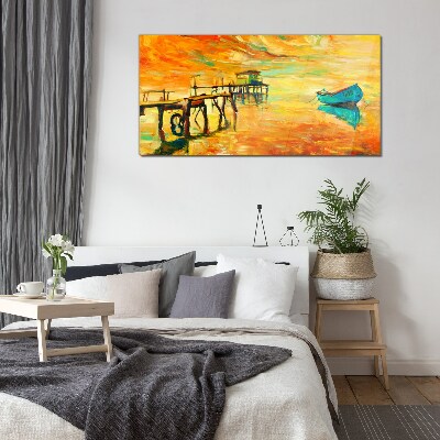 Golden hour by the water Glass Print