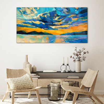 Sea ​​sunset sky Glass Print