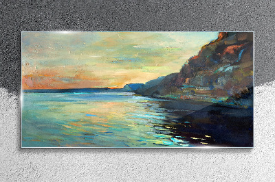 A peaceful seaside landscape Glass Print