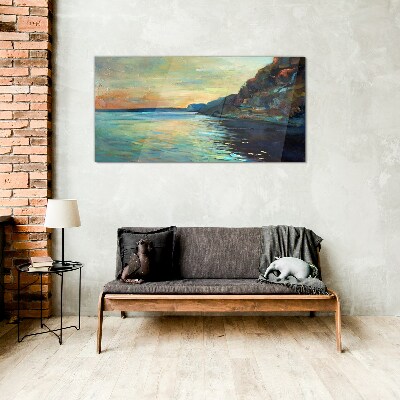 Sea ​​cliffs sea landscape Glass Print