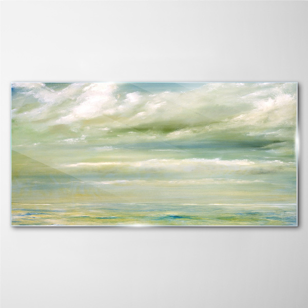 Peaceful sky over the sea Glass Print