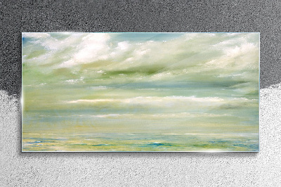 Peaceful sky over the sea Glass Print
