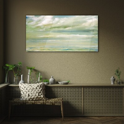 Peaceful sky over the sea Glass Print