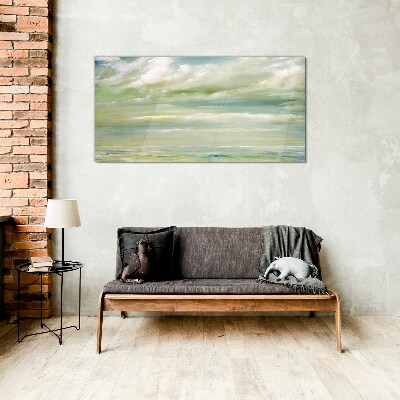 Peaceful sky over the sea Glass Print