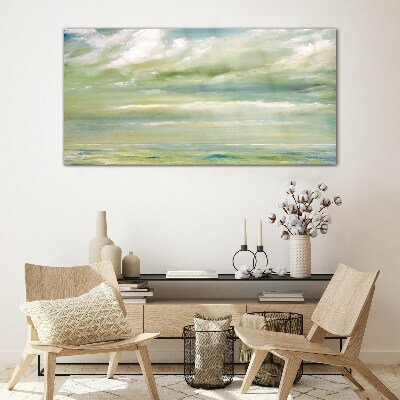 Peaceful sky over the sea Glass Print